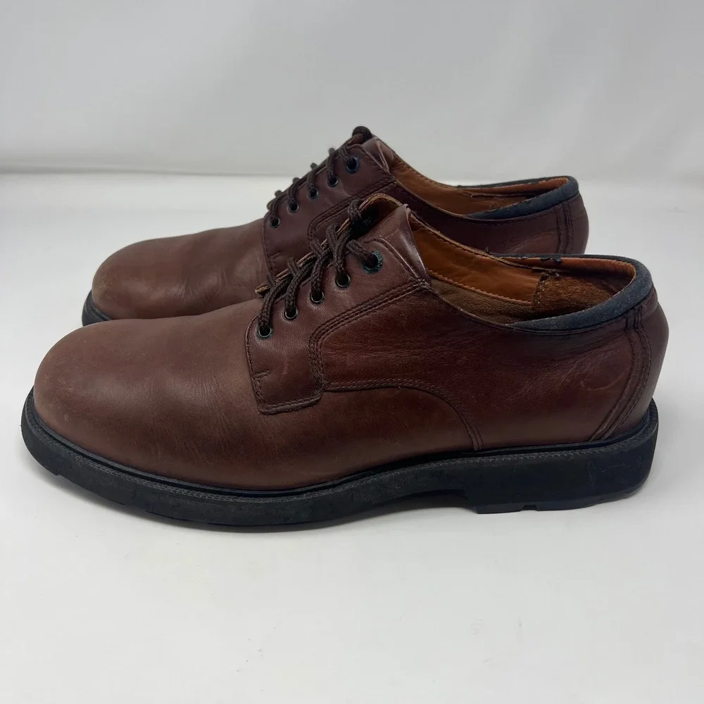 Rockport MJ401 Waterproof Oxford Mens 12 W Brown Leather Vibram Sole Derby