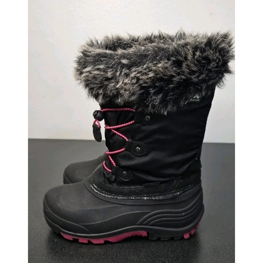 Kamik Girl 4 Powdery 3 Waterproof‎ Winter BootsPink Black Waterproof Snow Fur