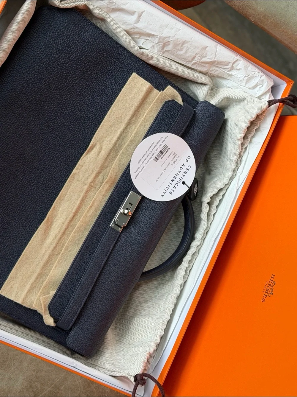 Hermes Togo Kelly Depeches 36 Bleu Nuit