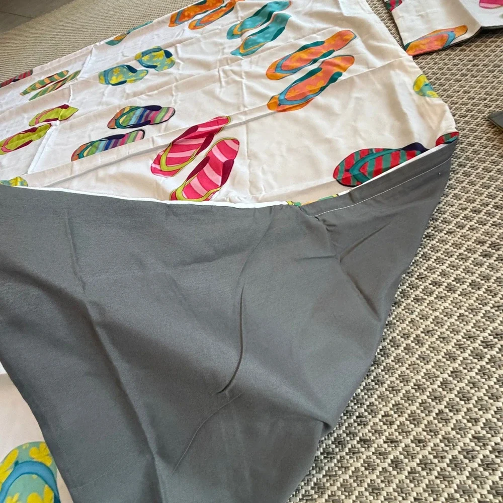 Flip Flop Duvet Cover Set Twin 2 Pillowcases Beach House Coastal Dorm Bedding