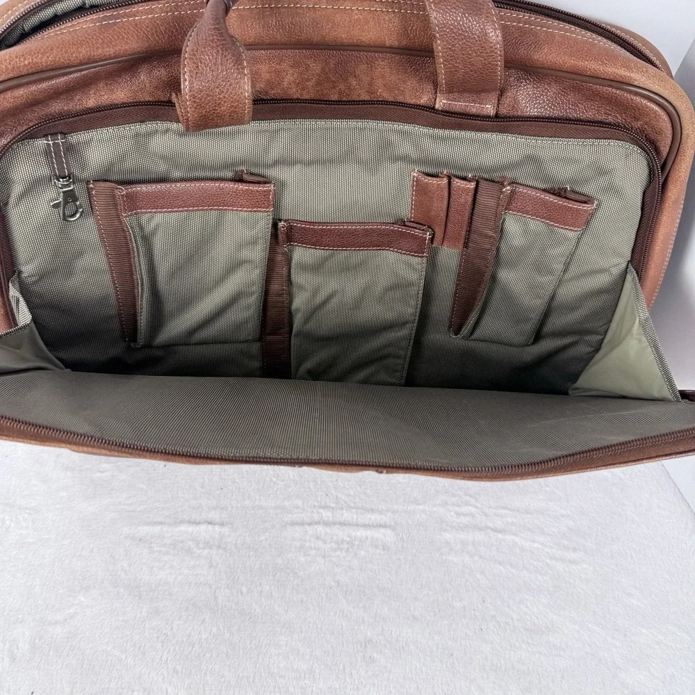 Johnston & Murphy Brown Leather Laptop Briefcase Business Travel Bag