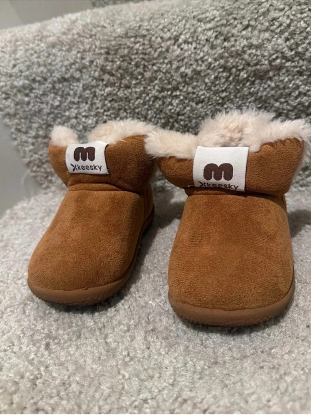 Kids Brown Shearling-Lined Slip-On Boots