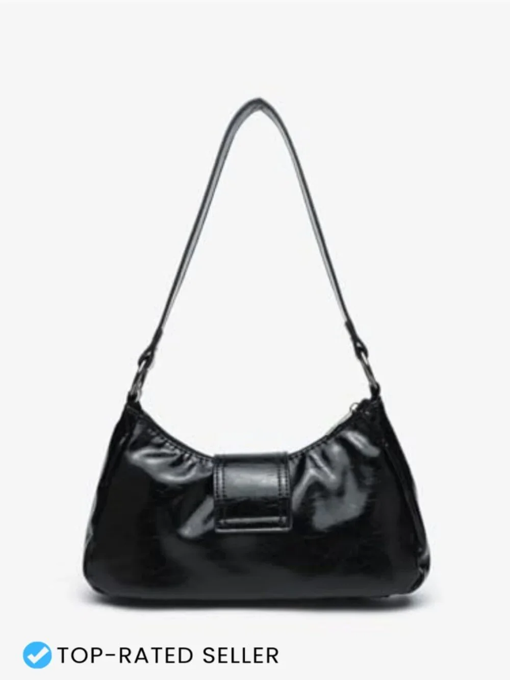 Faux Leather Mini Hobo Shoulder Bag Y2K Vintage Buckle Purse