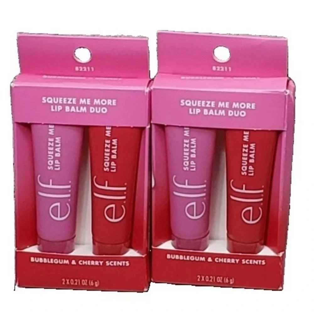 Lot Of 2 e.l.f. Squeeze Me More Lip Balm Duo - Bubblegum‎ & Cherry Scents