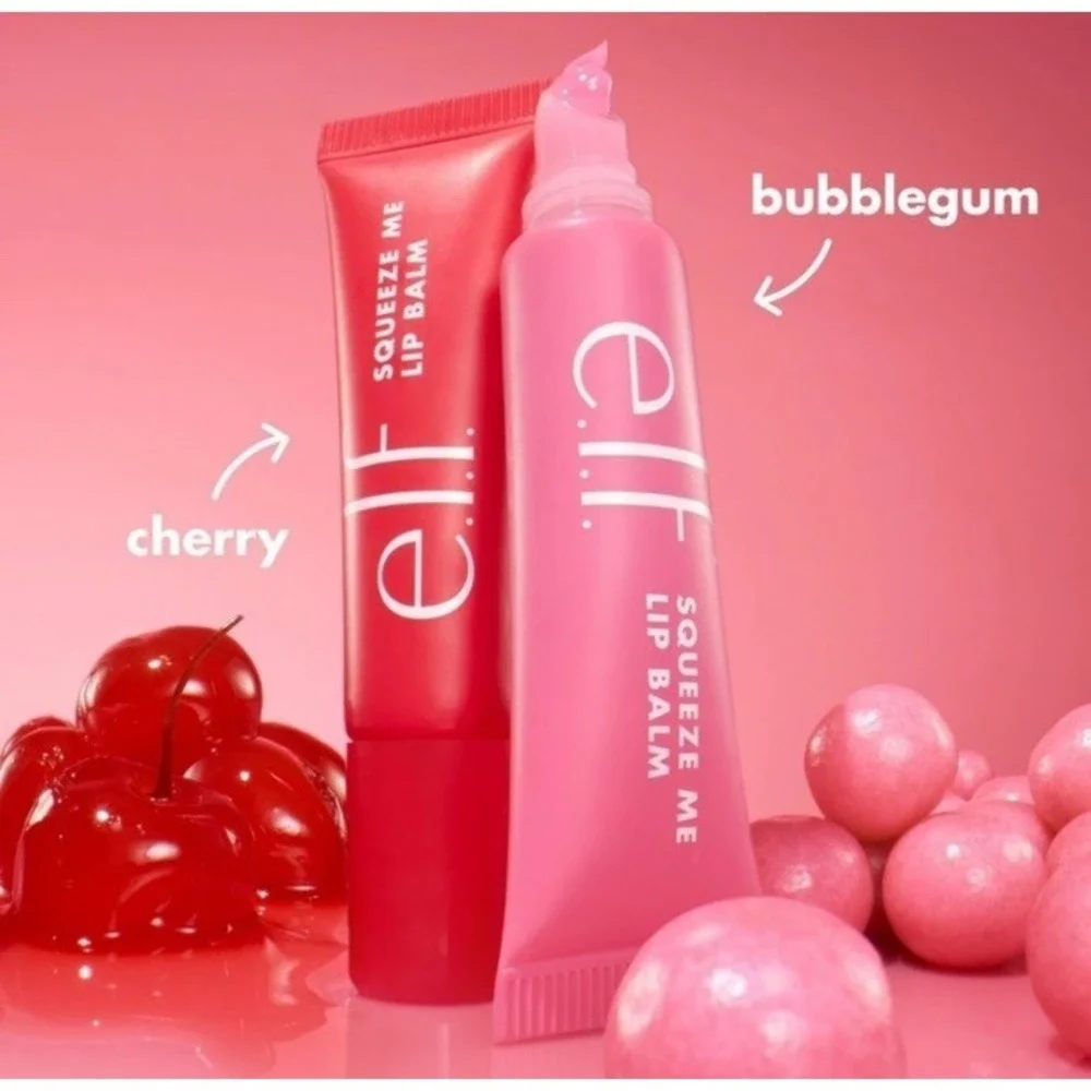 Lot Of 2 e.l.f. Squeeze Me More Lip Balm Duo - Bubblegum‎ & Cherry Scents
