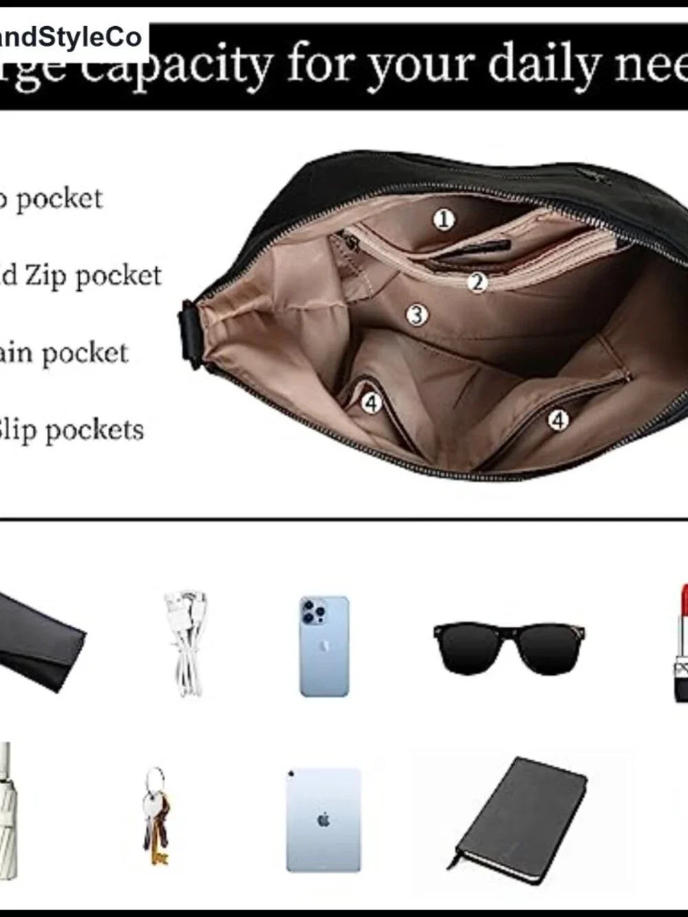 Soft Leather Hobo Shoulder Crossbody Bag Large Tote Purse for Women