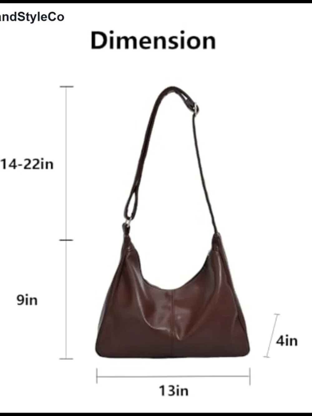 Vegan Leather Hobo Shoulder Bag Slouchy Crossbody Purse Adjustable Strap