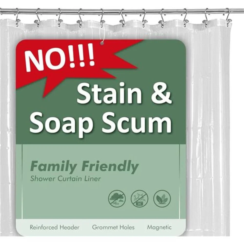 Clear Shower Curtain Liner Waterproof PEVA Bathroom Curtain Rustproof Grommets
