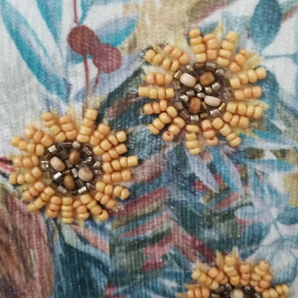 Vintage Autumn Blessings Rooster Beaded Accent Pillow