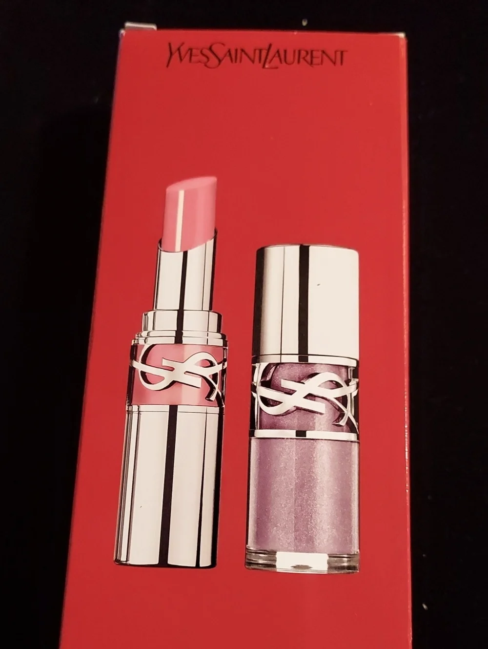 Yves Saint Laurent Pink Lipstick & Lilac Gloss Duo