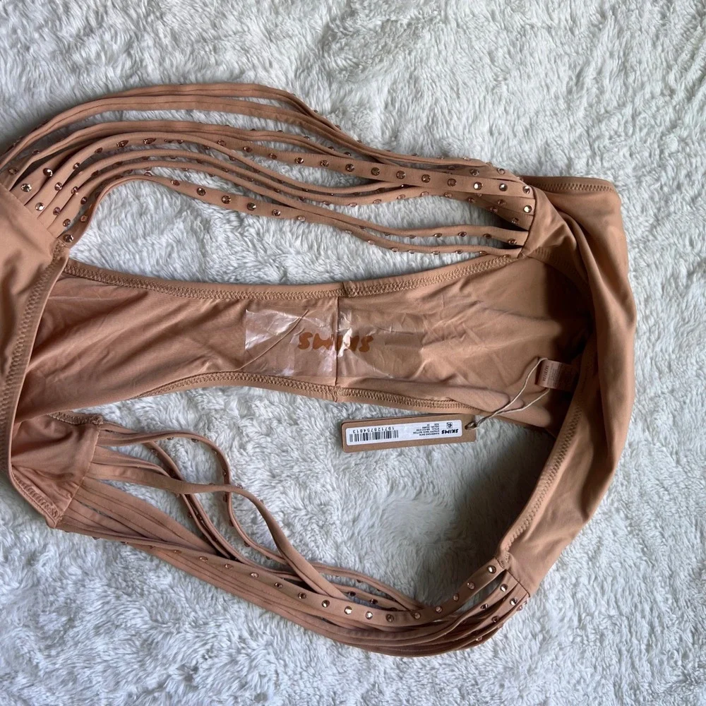 SKIMS Rhinestone Strappy Bikini Bottom Ochre Tan BB-CKY-3185 Womens Size 3X NEW
