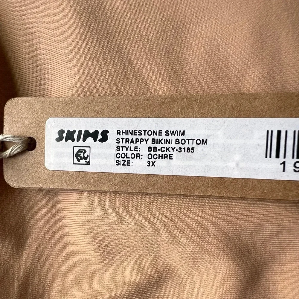 SKIMS Rhinestone Strappy Bikini Bottom Ochre Tan BB-CKY-3185 Womens Size 3X NEW