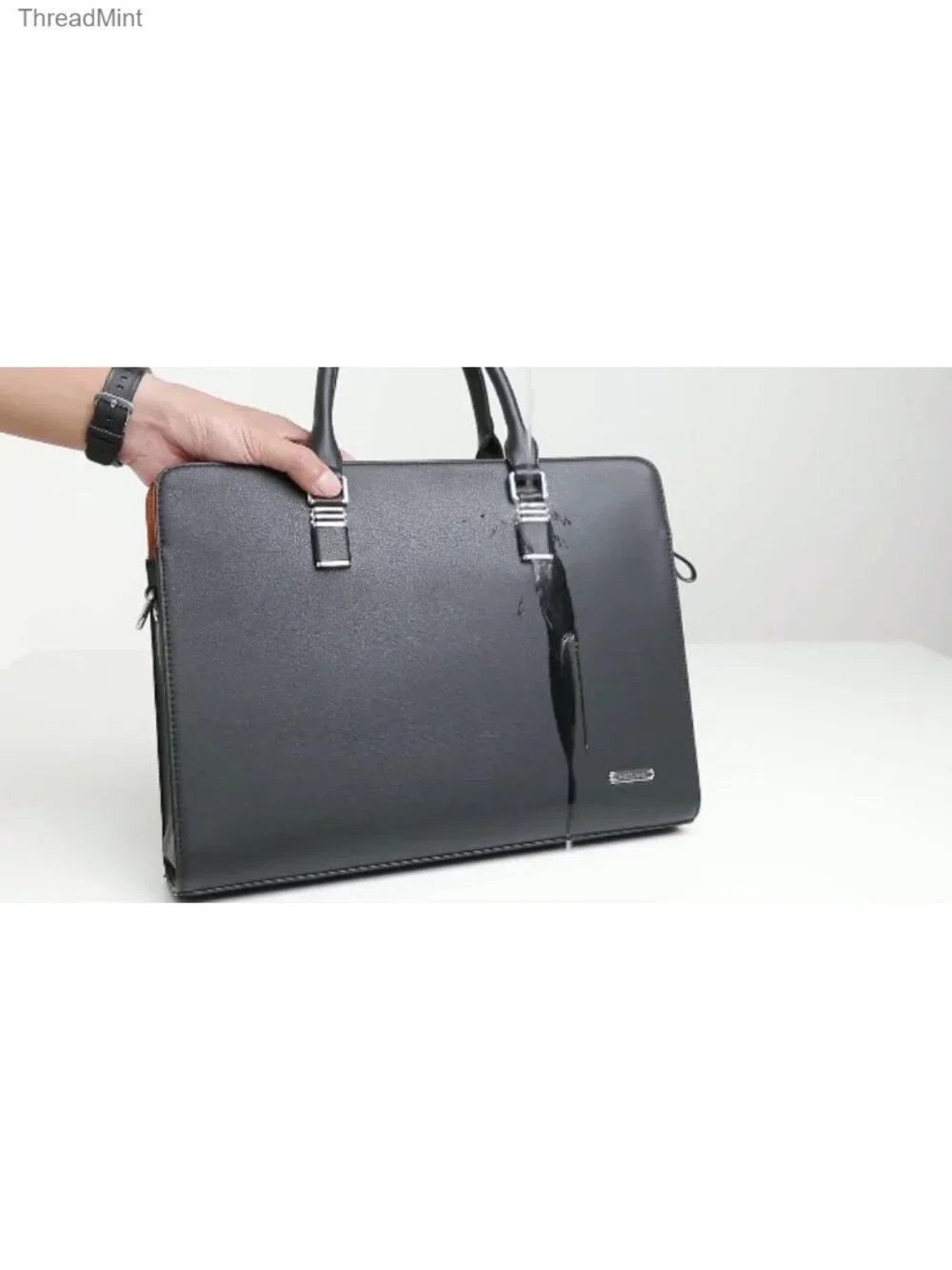 Leather Business Briefcase Laptop Bag Shoulder Strap