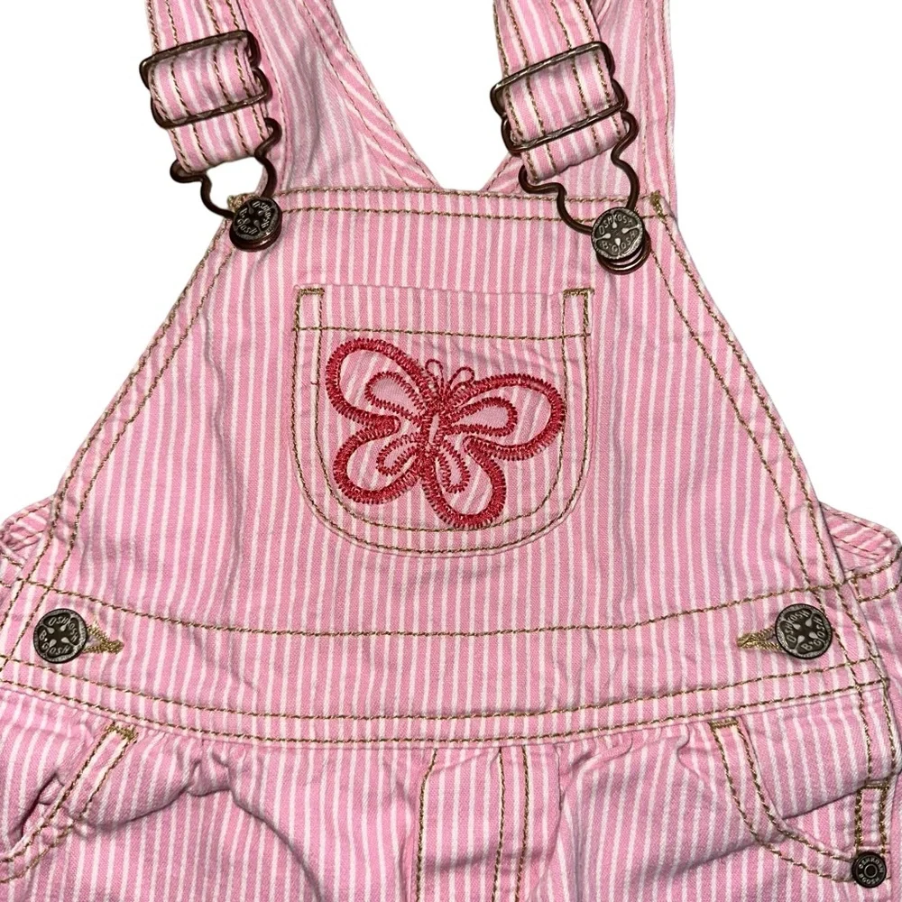 OshKosh B’gosh Pink Stripe Butterfly Overalls‎ - 12 months