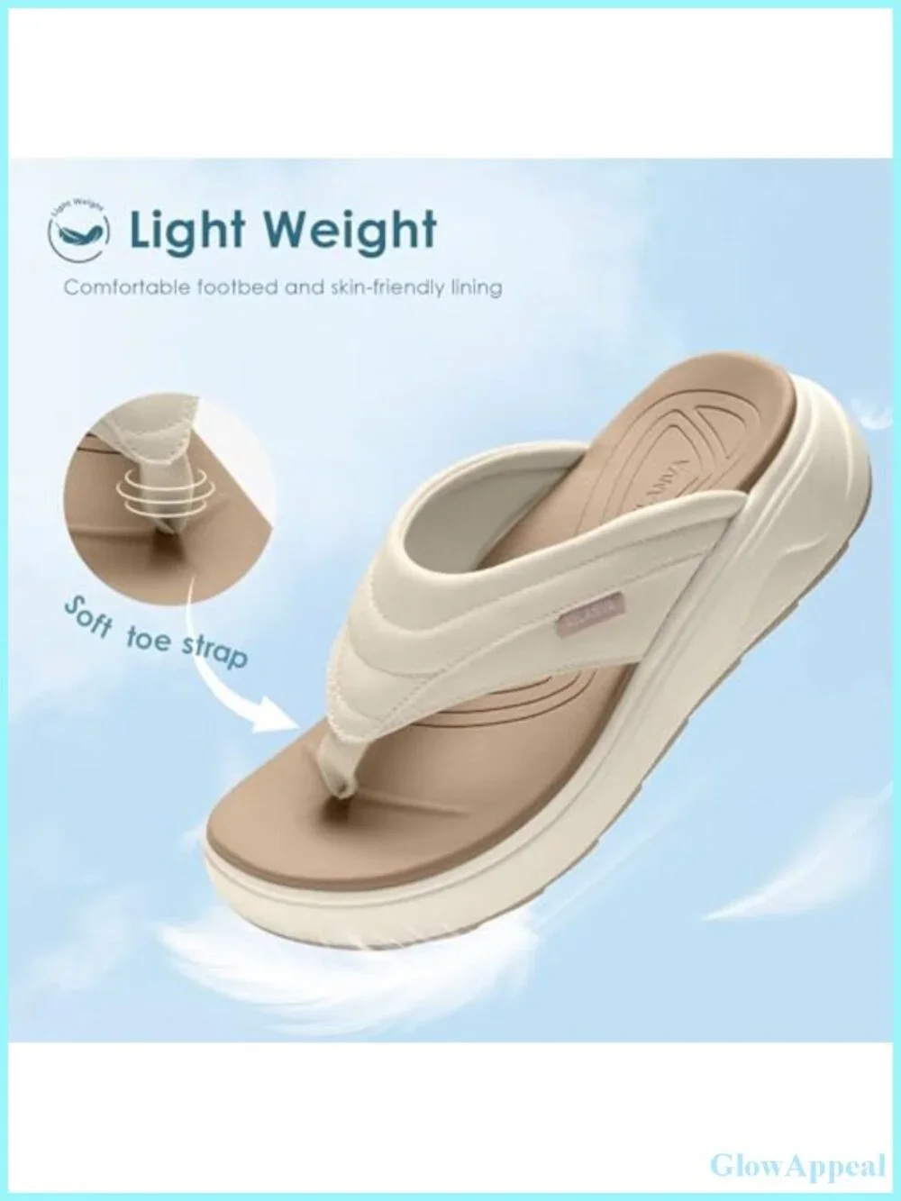 Platform Flip Flops with Arch Support Cushioned EVA Non-Slip Sandals