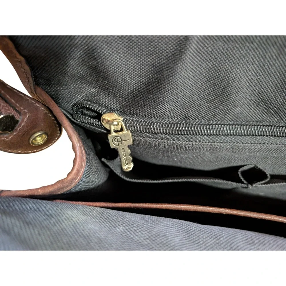 Jack Georges Leather Briefcase‎ Black Brown Strap