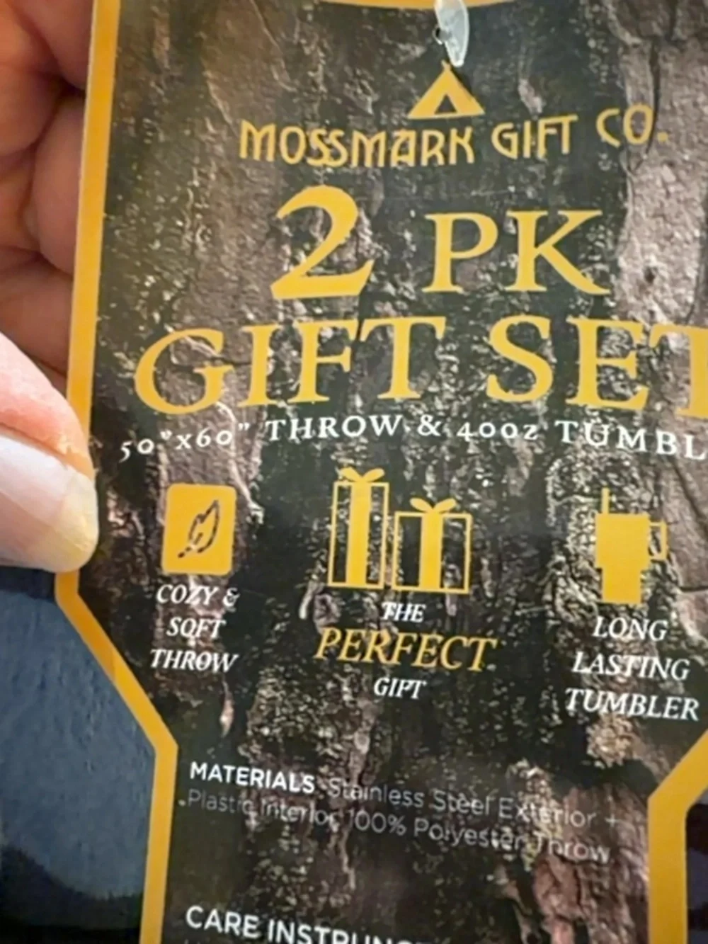 Mossmark Gift Co Blue Camo Blanket Tumbler Set NWT
