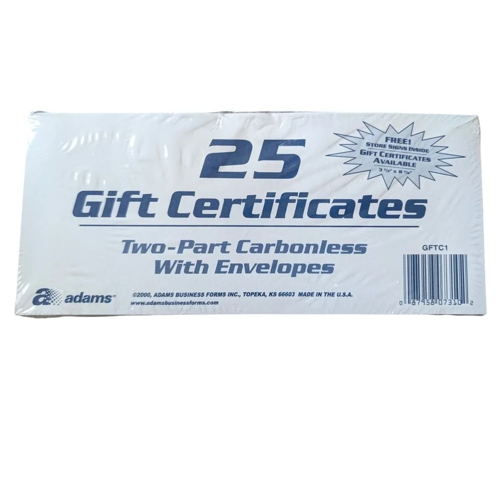 Adams gift certificates