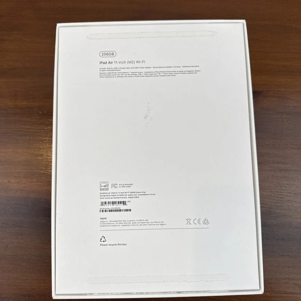 Apple iPad Air A2902 11-Inch 256GB‎ Space Gray, EMPTY BOX ONLY