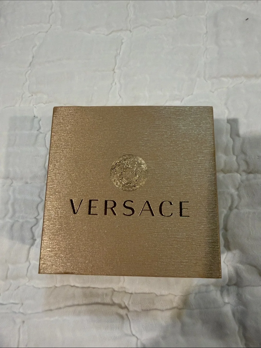 Versace Green Dial Gold-Tone Bezel Men's Watch with Black Leather Strap