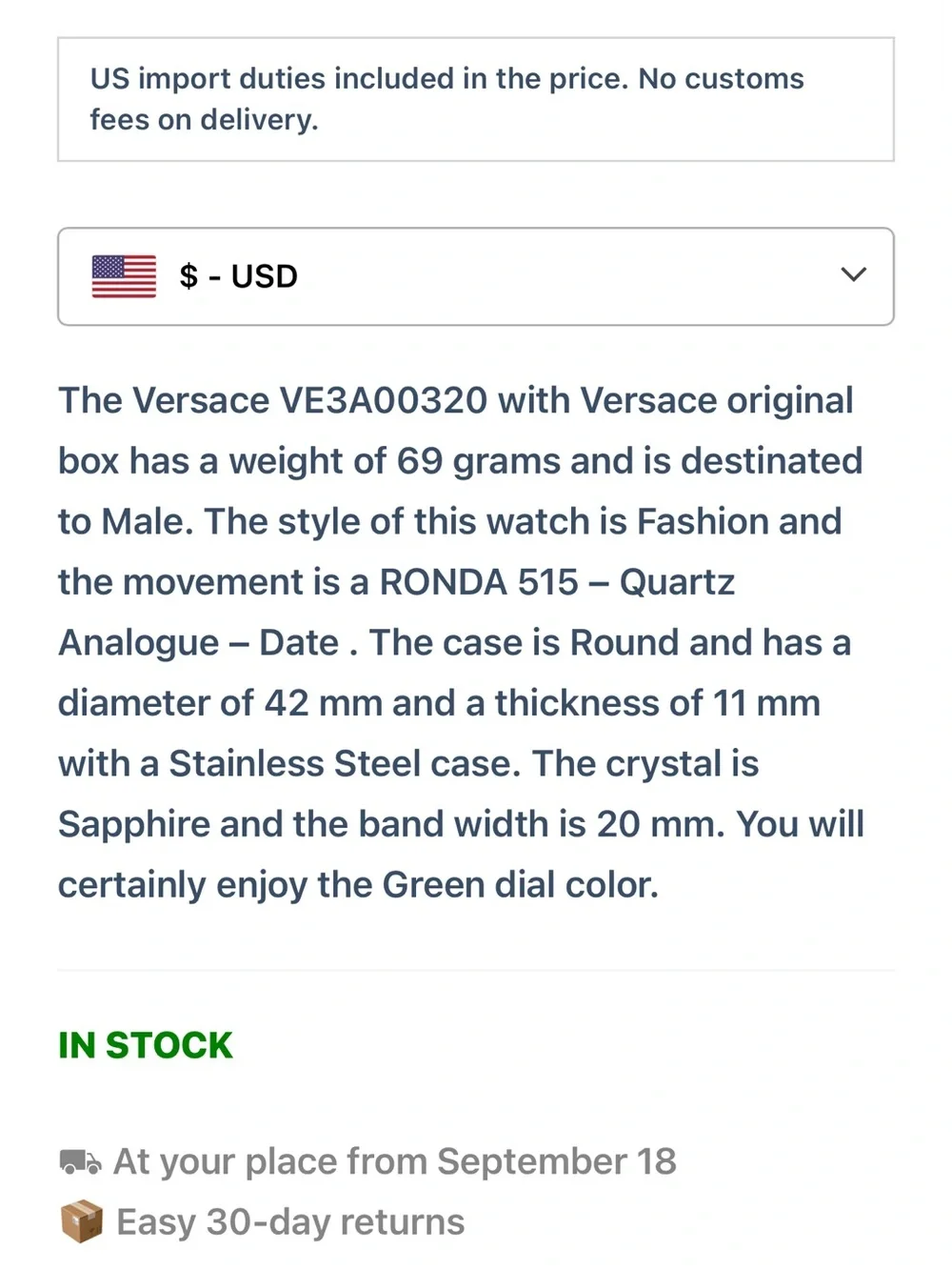 Versace Green Dial Gold-Tone Bezel Men's Watch with Black Leather Strap