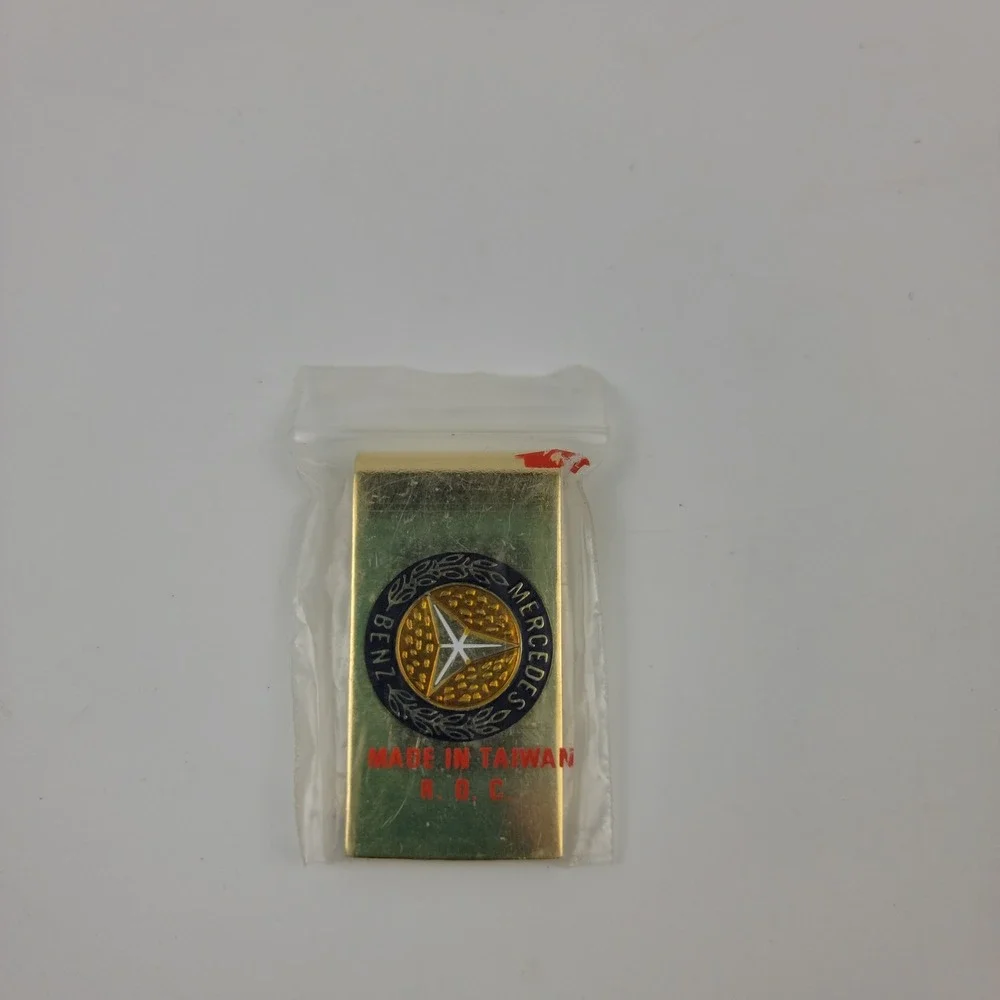 Vintage Mercedes Benz Gold Tone Enameled Logo Money Clip Accessory