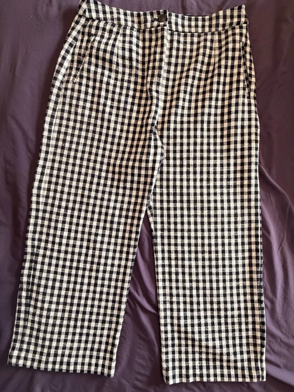 Sezane Black & Cream Gingham Martin Crop Trousers - W46