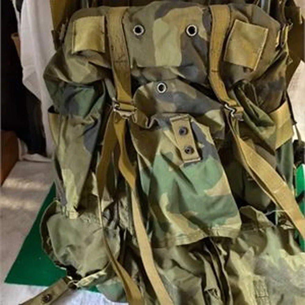 Vintage Military ALICE Style Frame Backpack Woodland Camo Tactical Field Pack