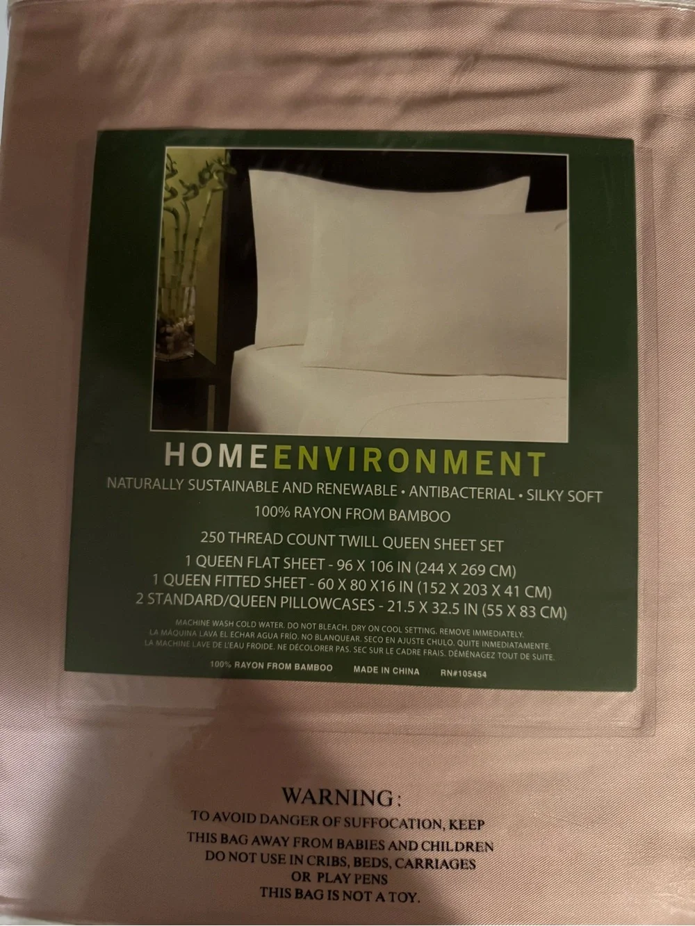Home Environments Bamboo Rayon Queen Sheet Set - Rose