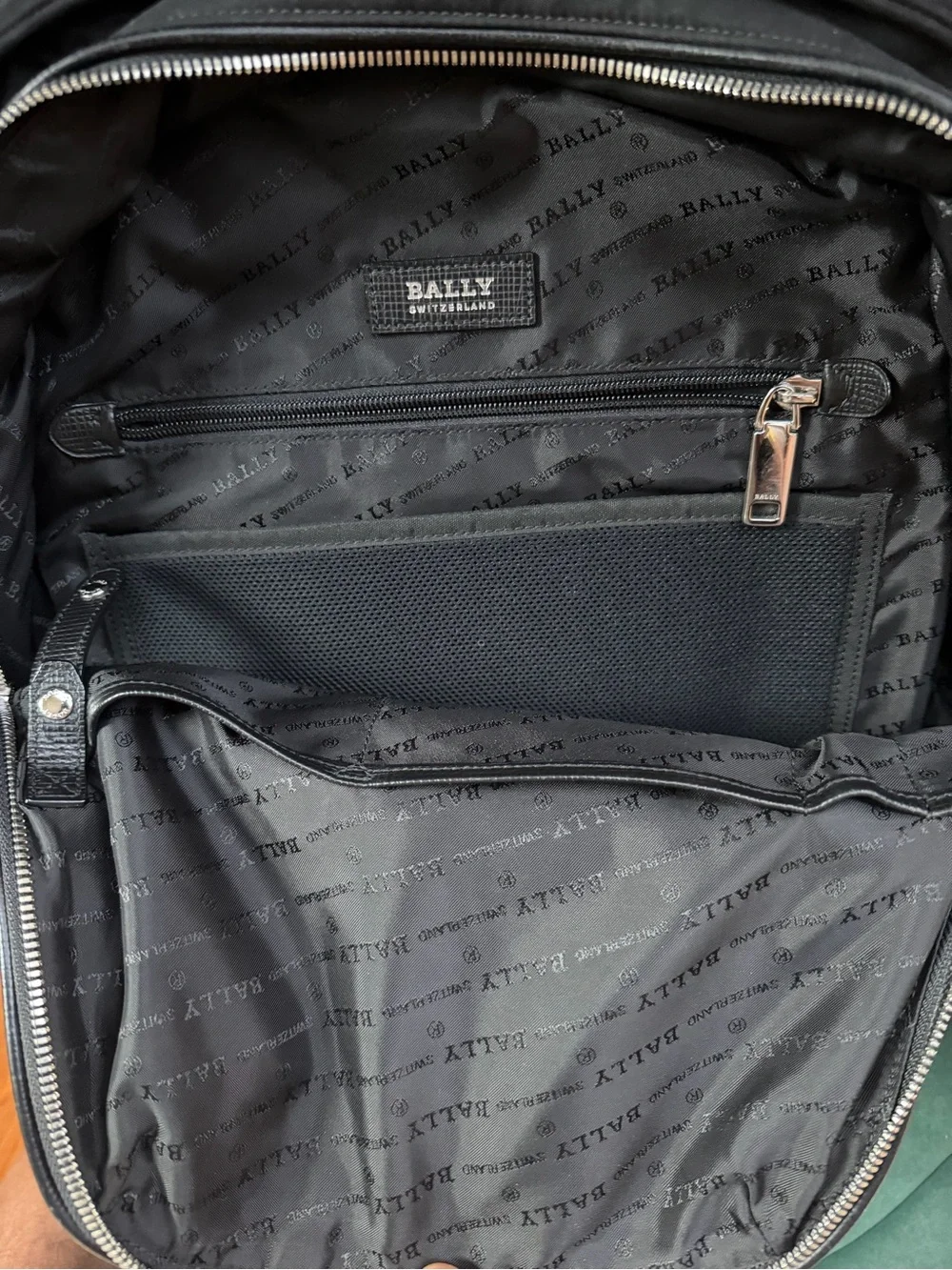 Bally Black Nylon Backpack with Red-Stripe Pull