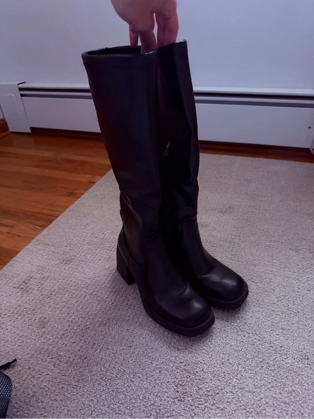 Amazon Black Over-the-Knee Square-Toe Boots