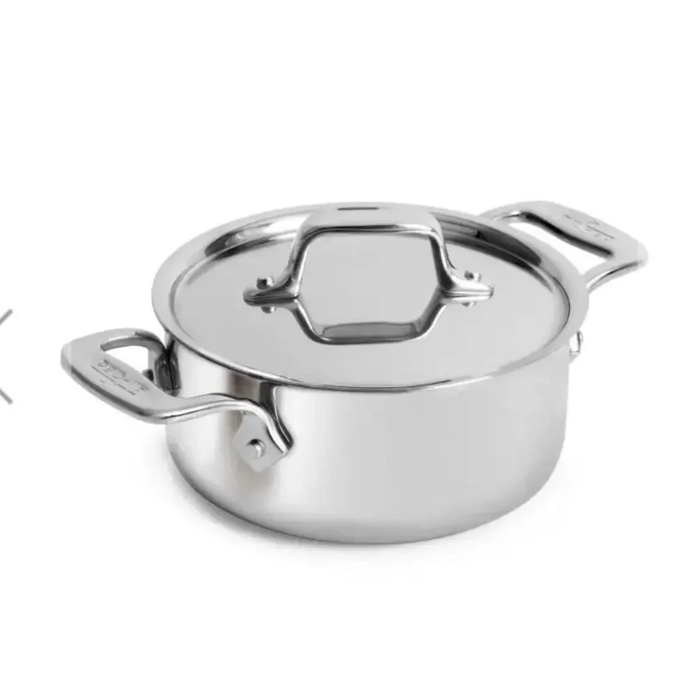 Two ALL CLAD Stainless Steel 1/2 QT. Cocotte with Lids. New. Lifetime Warranty