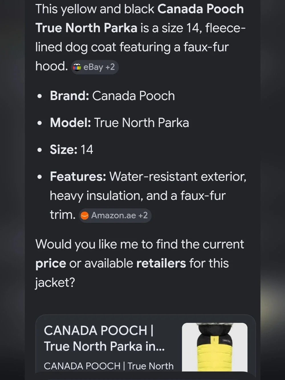 Canada Pooch lined shell