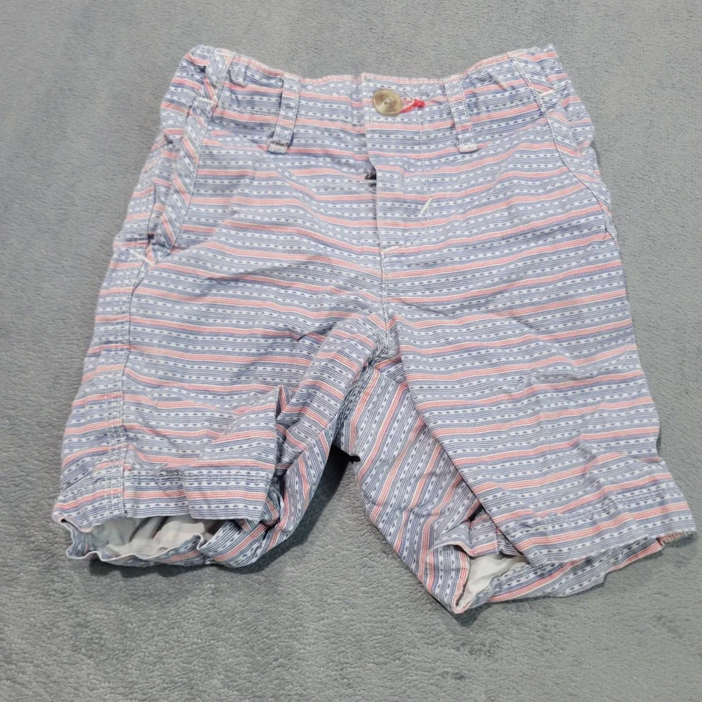 Old Navy Shorts Toddler Boys 2T Blue Red White‎ Striped Chino Adjustable Waist
