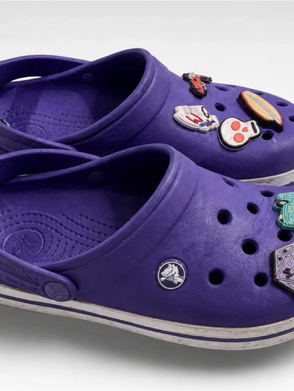 CROCS Kids Purple Clog Slip-Ons with Assorted Jibbitz Charms