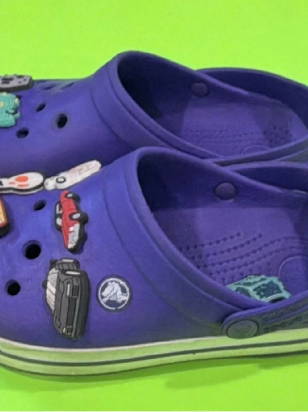 CROCS Kids Purple Clog Slip-Ons with Assorted Jibbitz Charms