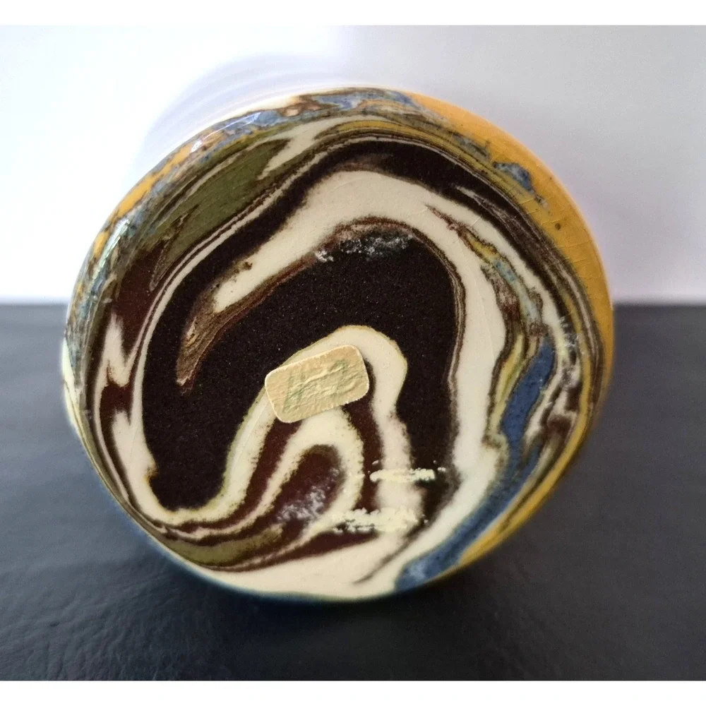 1960s Desert Sands Pottery Mission Swirl Cylinder Glazed Vase 5.25