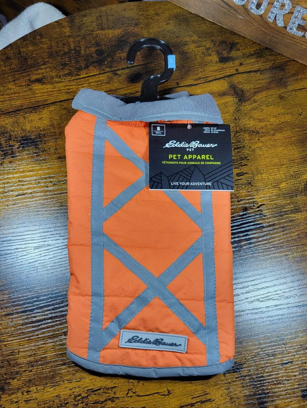 Eddie Bauer size small orange reflective fleece lined dog jacket