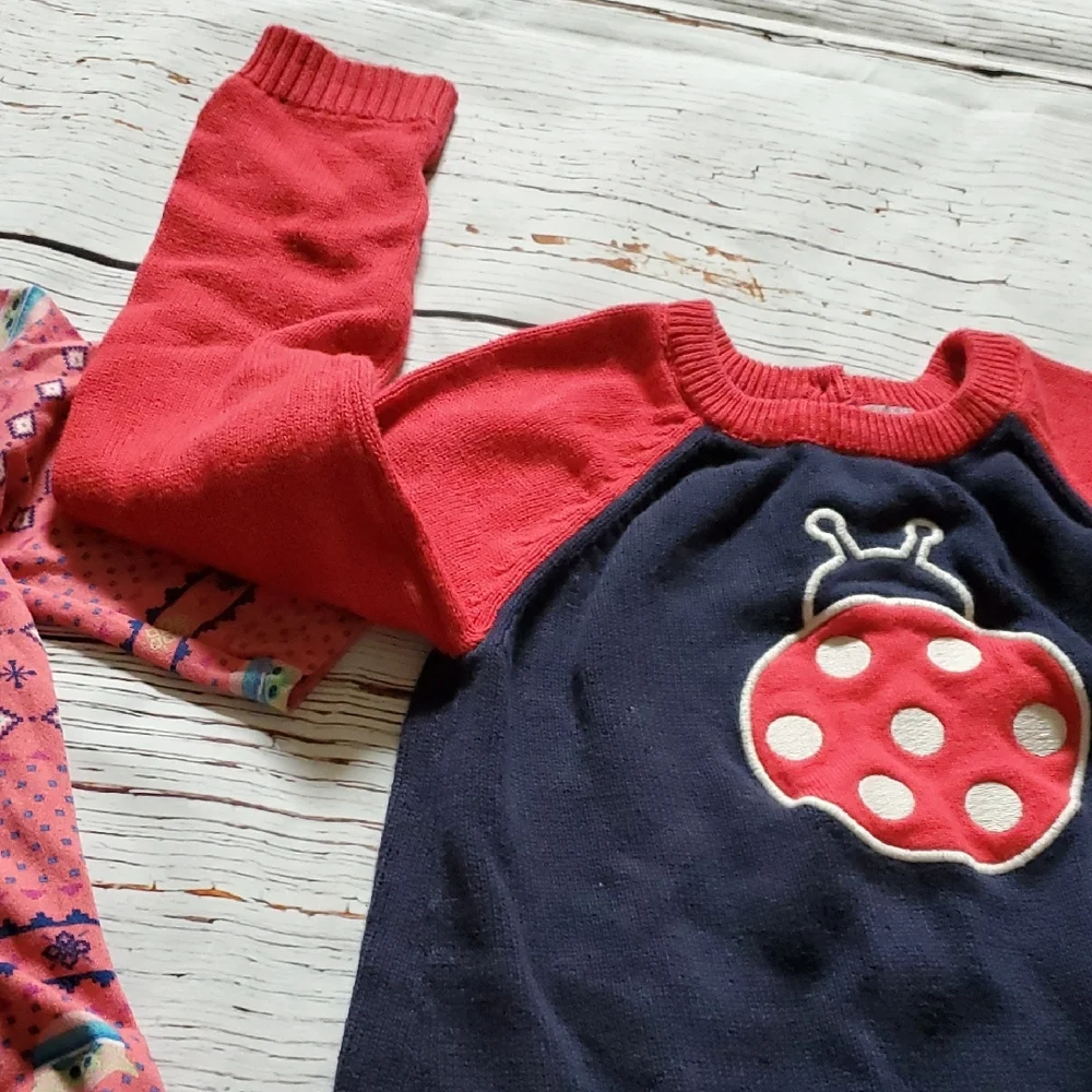 Girls' Dresses Set - Pink, Red, and Gray