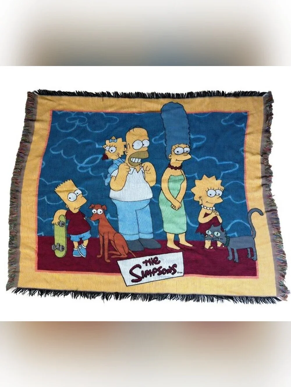 Vintage Simpsons Family Woven Throw Blanket