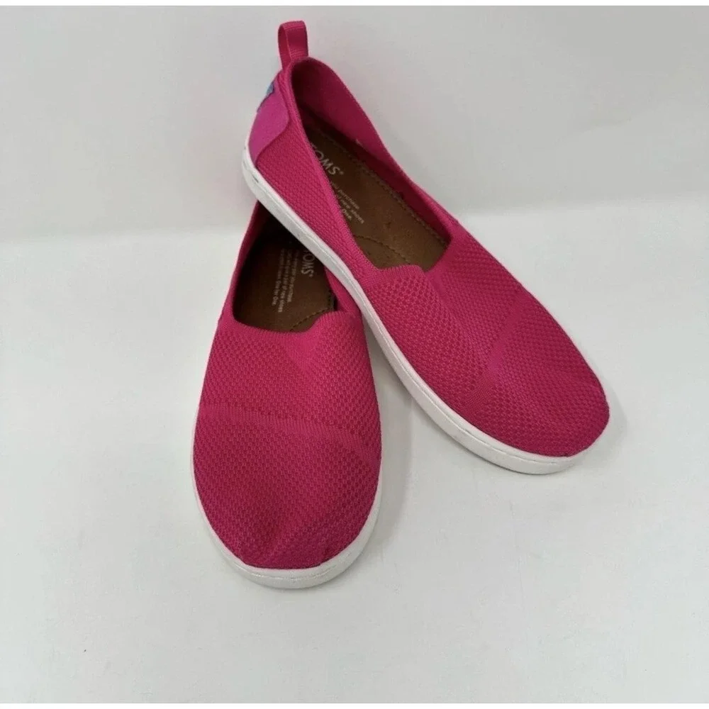 TOMS Shoes Womens Size 4.5 Pink Mesh Slip On Casual Comfort Lightweight Sneakers