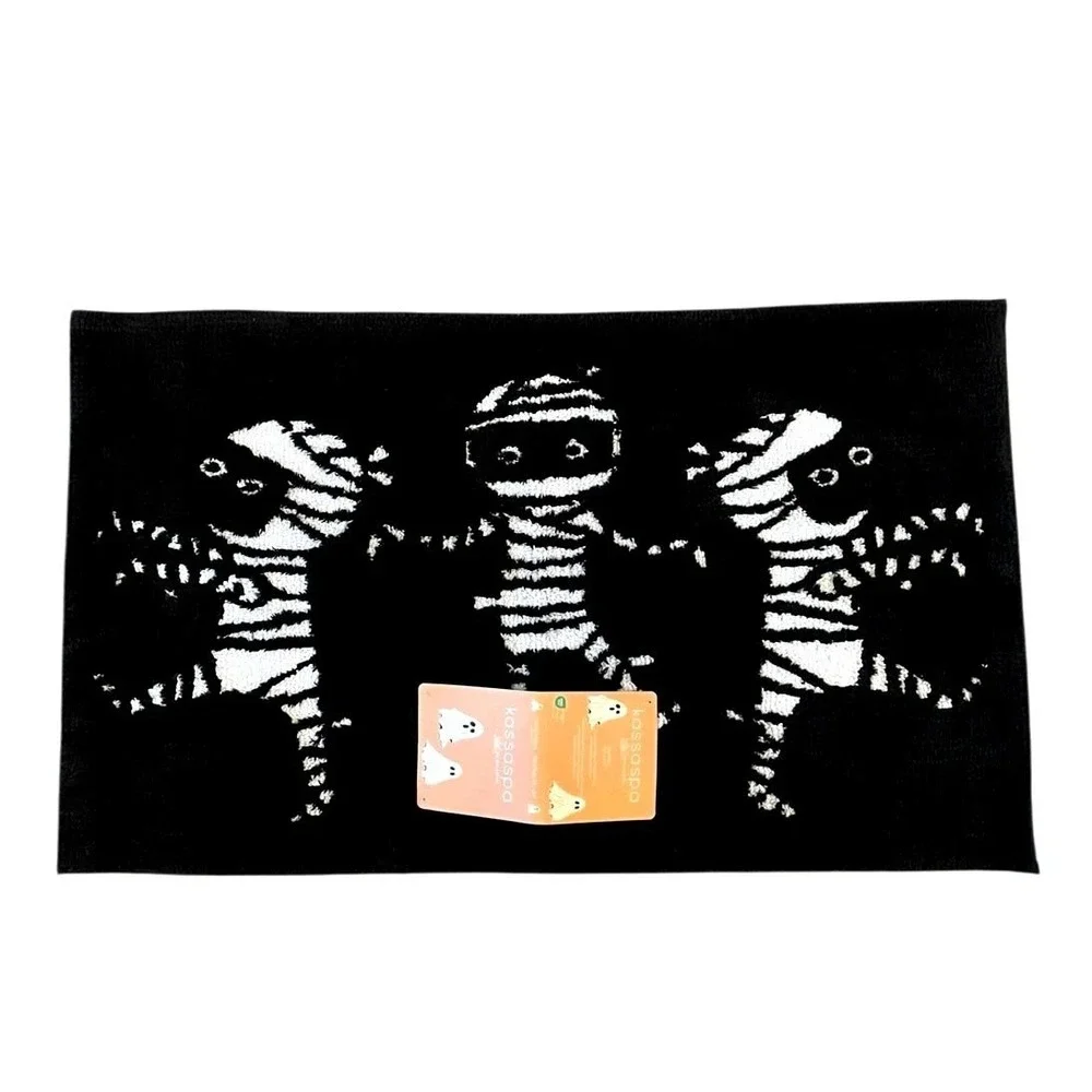 Kassaspa Mummy Walk Bath‎ Rug 21x34 Black & White Halloween Bath Decor New