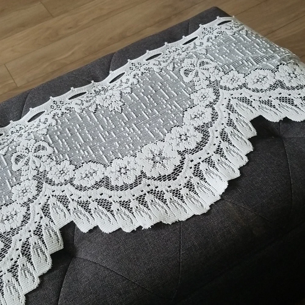 Long White Lacey Curtain Panel 96x12