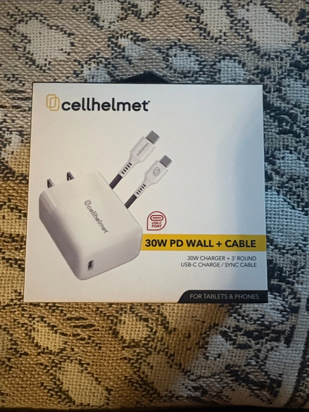 30W PD Wall Charger with Integrated USB-C Cable - White