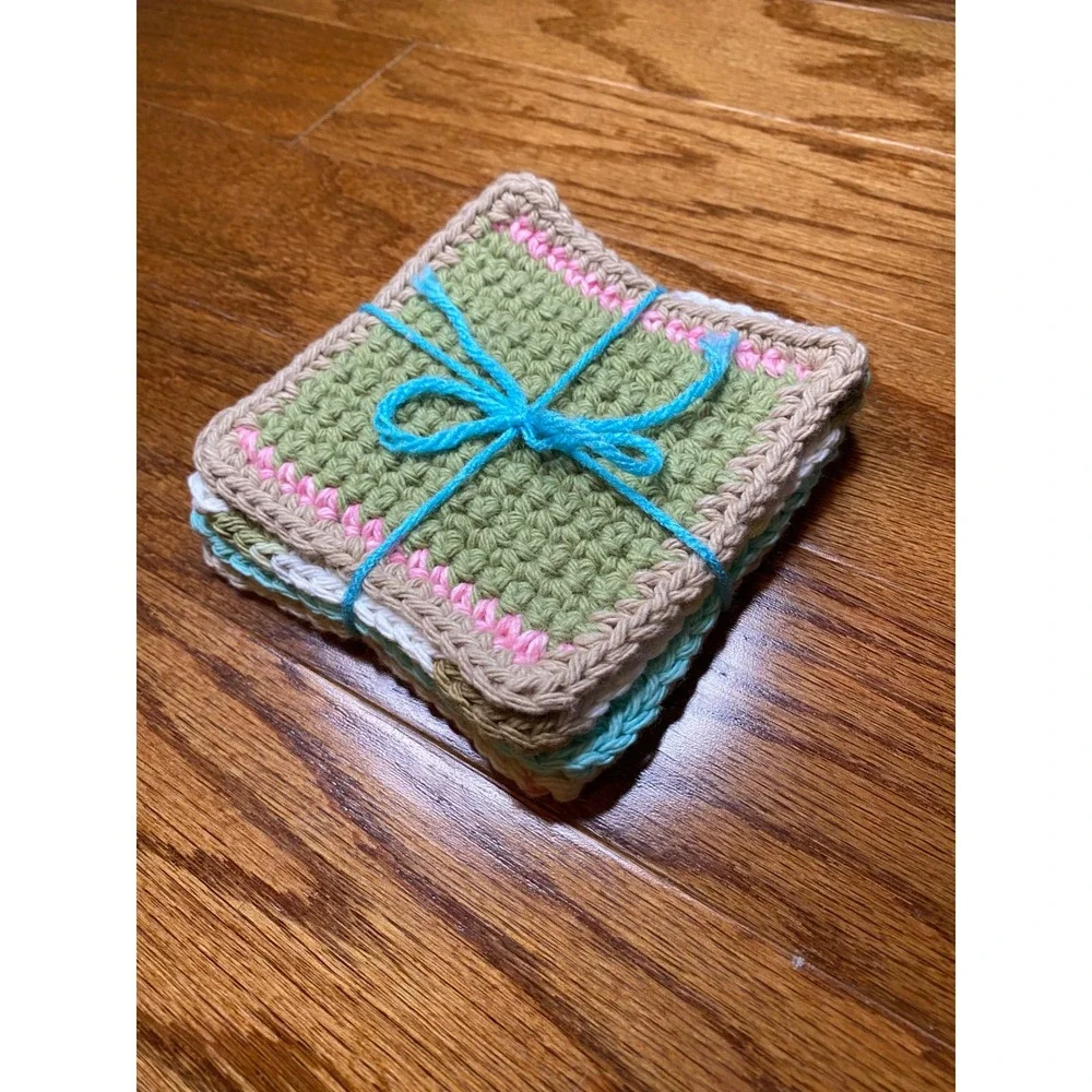 Set of 4‎ Handmade Crochet Face Cloths