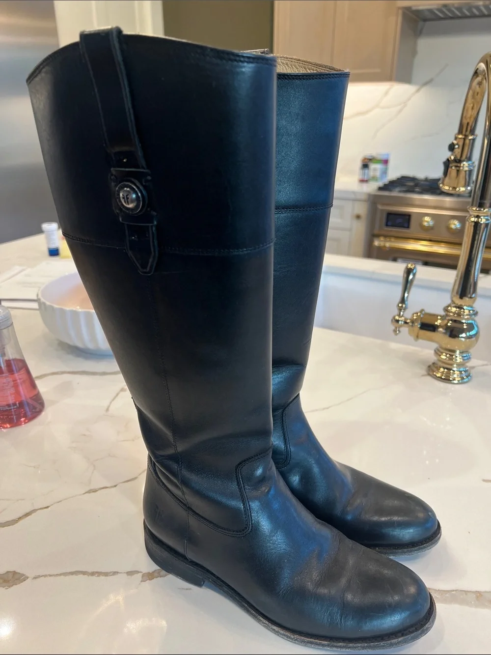 FRYE Jayden Button Tall Black Boots - Classic Women's Zip-Up Style