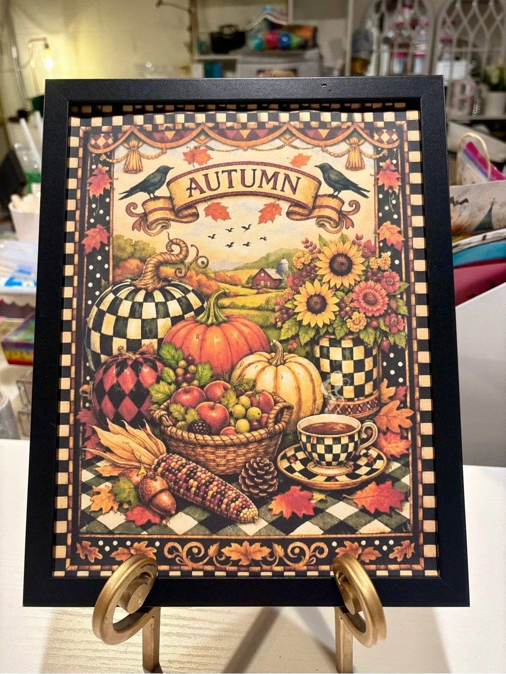 Framed Iconic Checkered Autumn Harvest 8x10 Wall Art Print