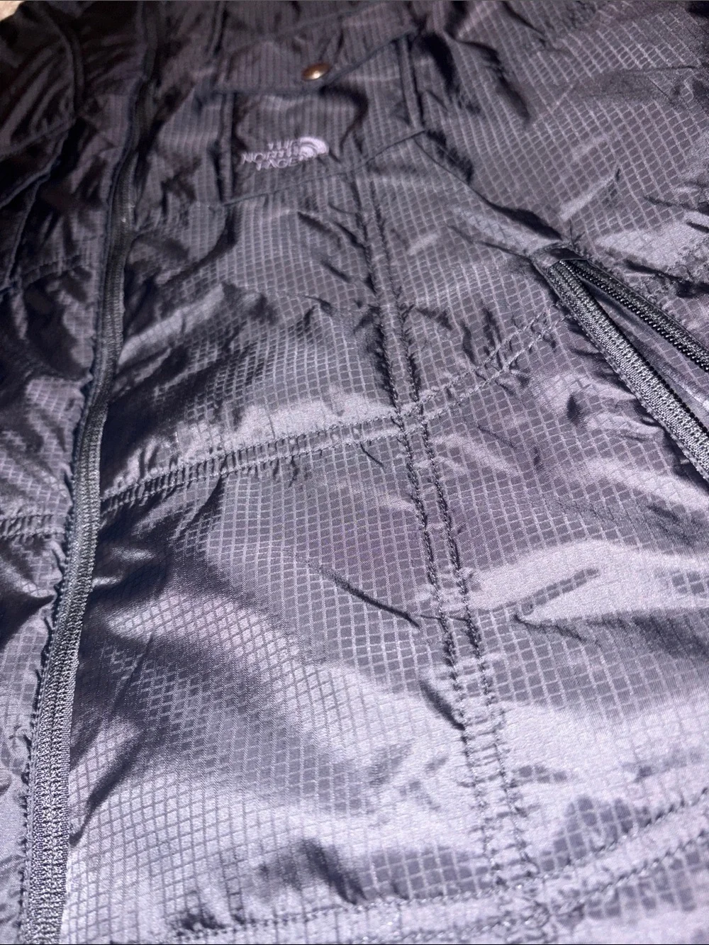 The North Face Black Quilted Vest and reversible into red and blue