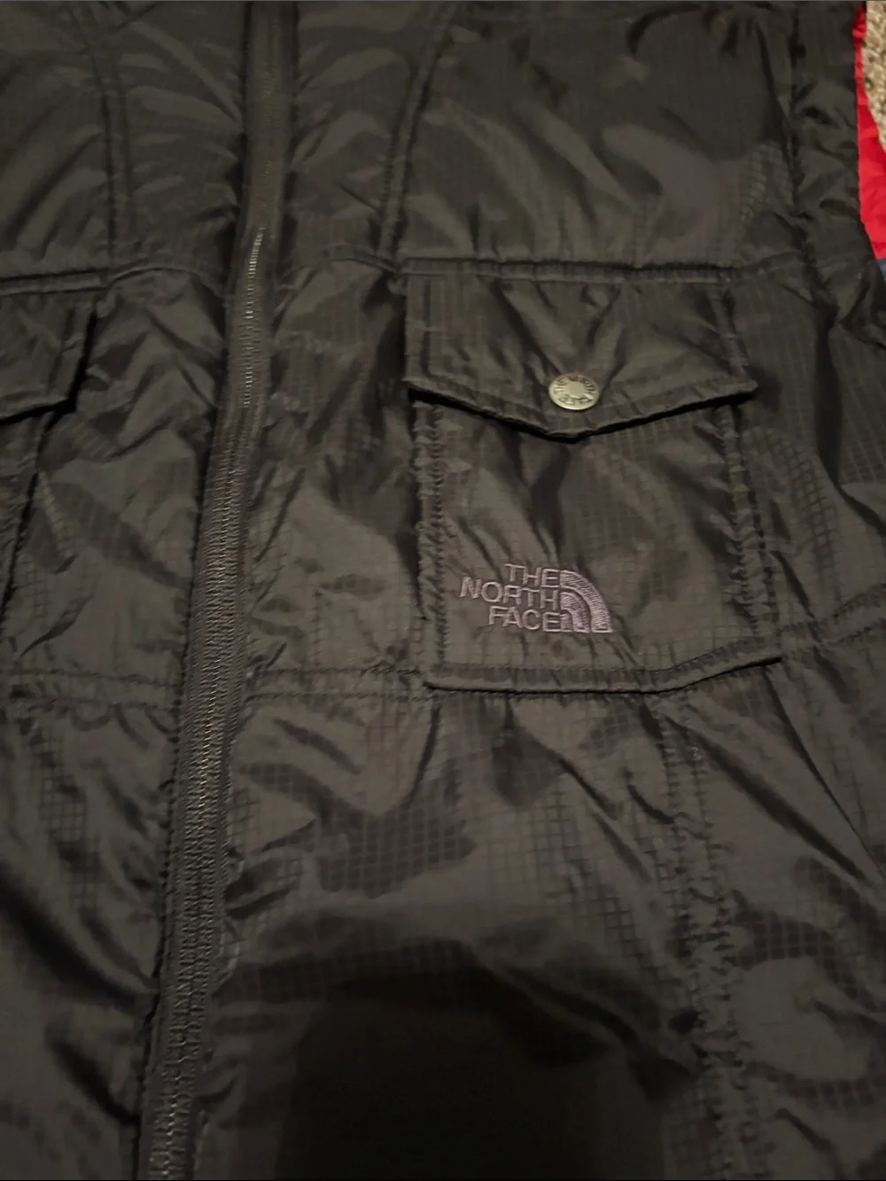 The North Face Black Quilted Vest and reversible into red and blue