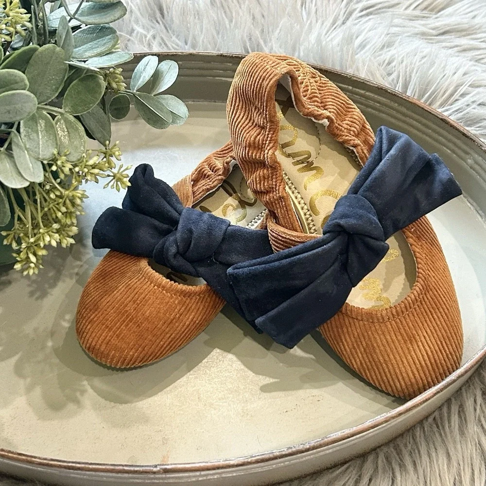 Sam Edelman Felicity‎ Mary Jane Girls Flats Size 1Y Mustard/Navy